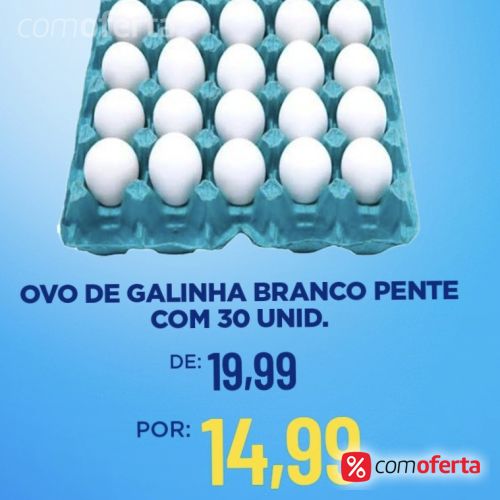 Ovos Brancos Pente 30 Unidades