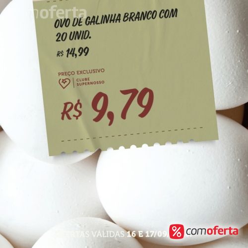 Ovos Brancos Pente 20 Unidades
