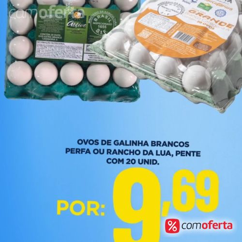 Ovos Brancos Pente 20 Unidades