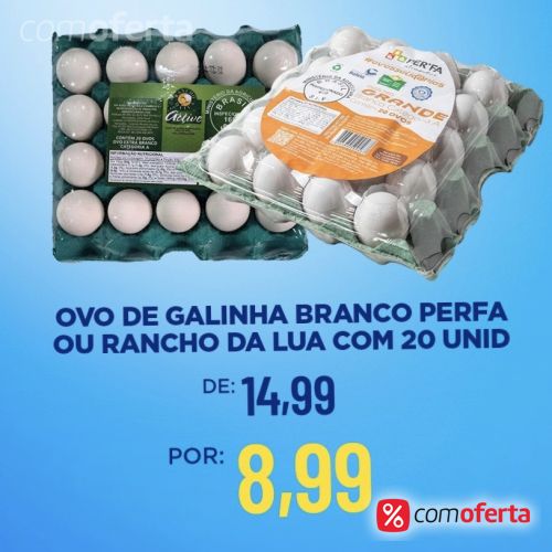 Ovos Brancos Pente 20 Unidades