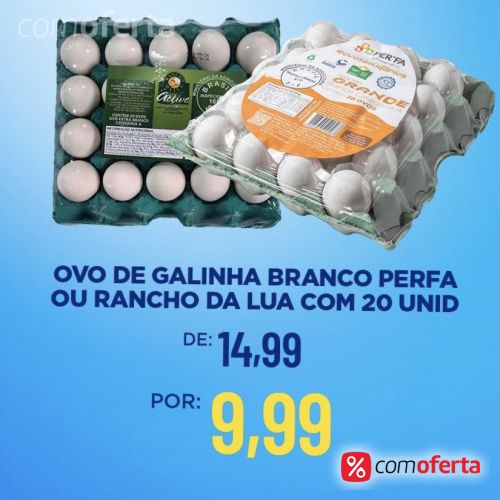Ovos Brancos Pente 20 Unidades