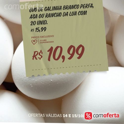 Ovos Brancos Pente 20 Unidades