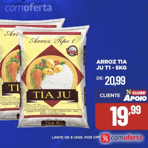 Arroz Branco Tia Jú Tipo 1 - 5kg