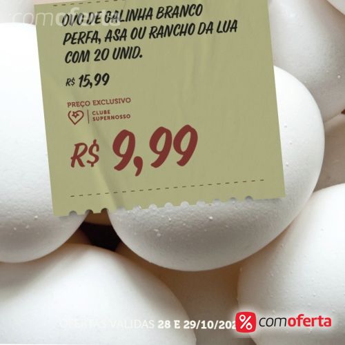 Ovos Brancos Pente 20 Unidades