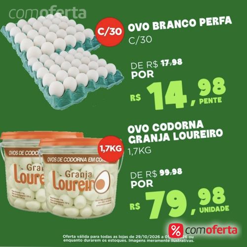 Ovos Brancos Pente 30 Unidades